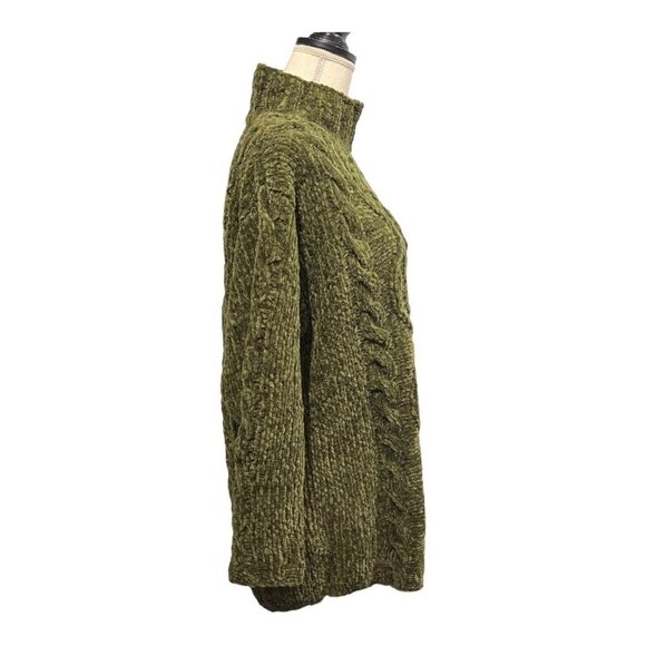 Vintage Express Tricot M Hand Knitted Sweater Mock Neck Cable‎ Knit Detail Y2K - Picture 4 of 8